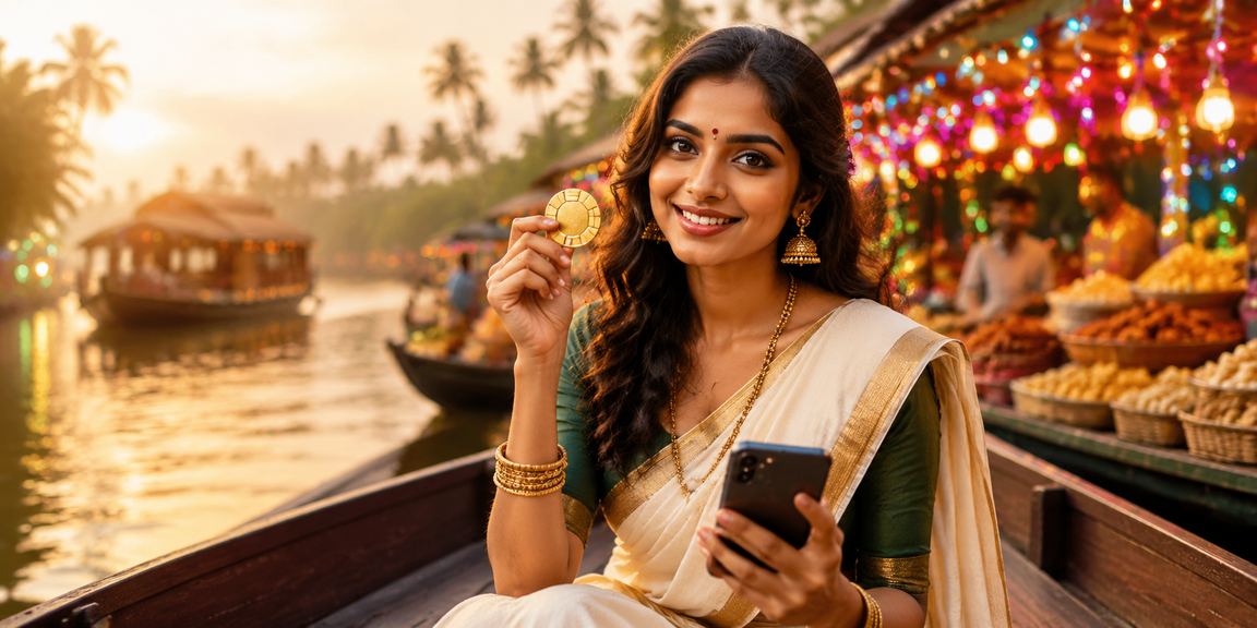 Colorful Teen Patti card game night market in Kerala